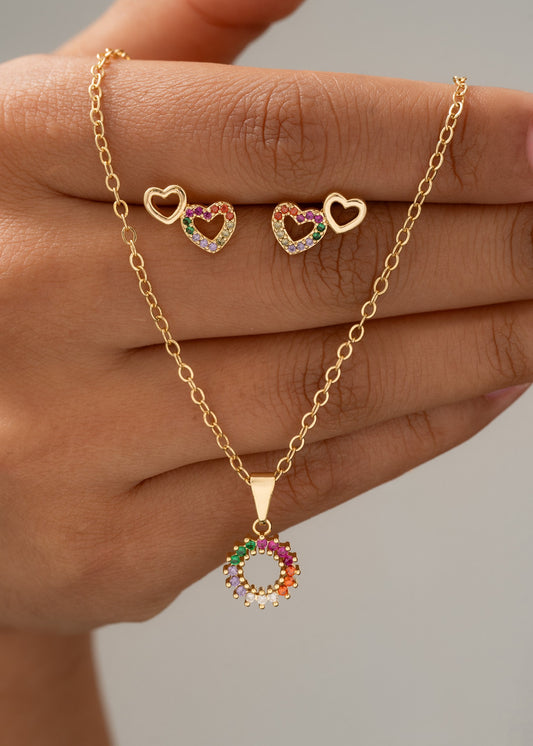 Arete Double Free Love Oro laminado