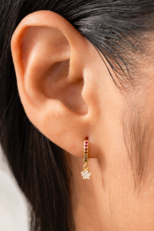 Arete Rainbow Star Oro laminado