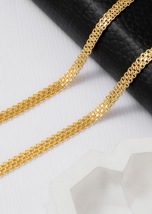 Cadena T Chino Doble Carril 65cm Oro laminado