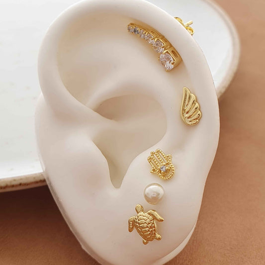 Arete Turtle Oro laminado