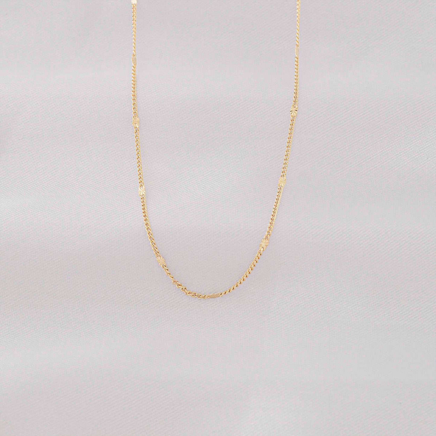 Cadena Cubana con Destellos 60cm Oro laminado