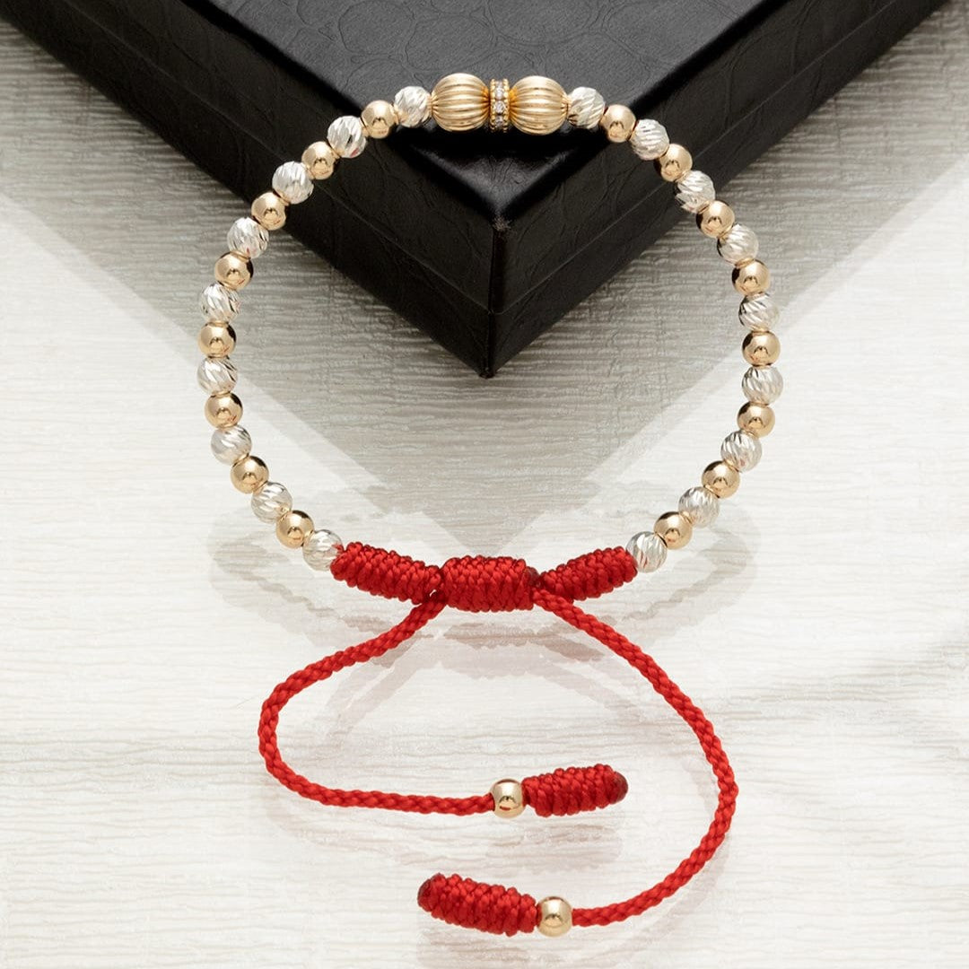 Manilla balín francés 6mm y balín liso y plata diamantado 4mm Oro laminado