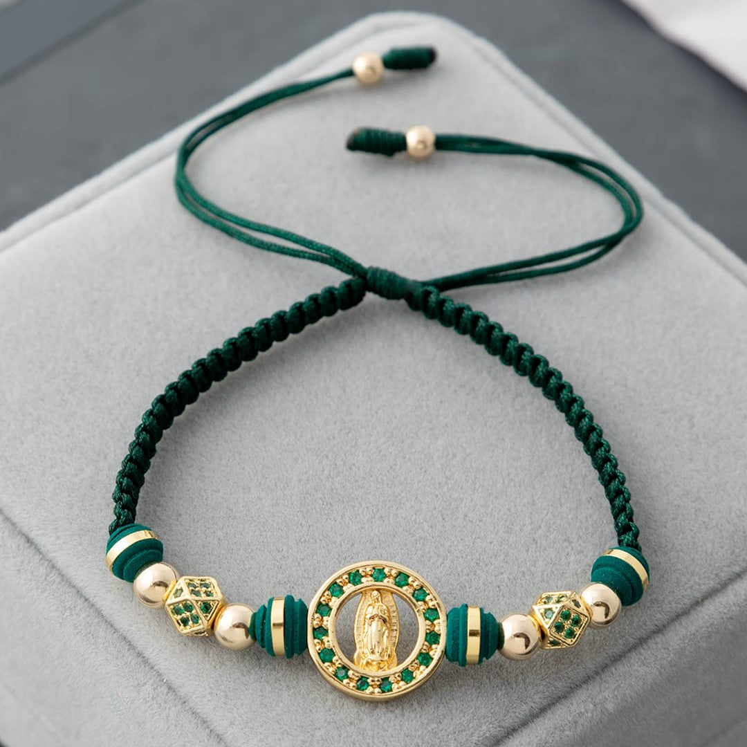 Manilla Guadalupe balines lisos 5mm y rombo mini Oro laminado