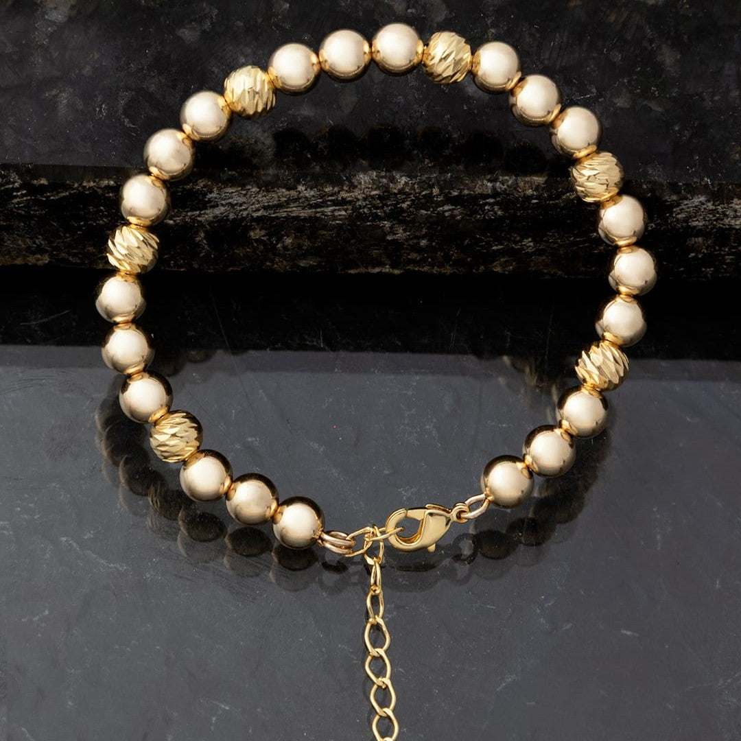 Manilla pulsera en alambre balín liso e italy 6mm Oro laminado