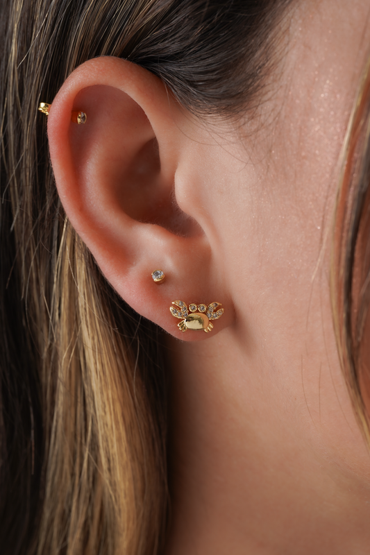 Arete Crab Circonias Oro laminado