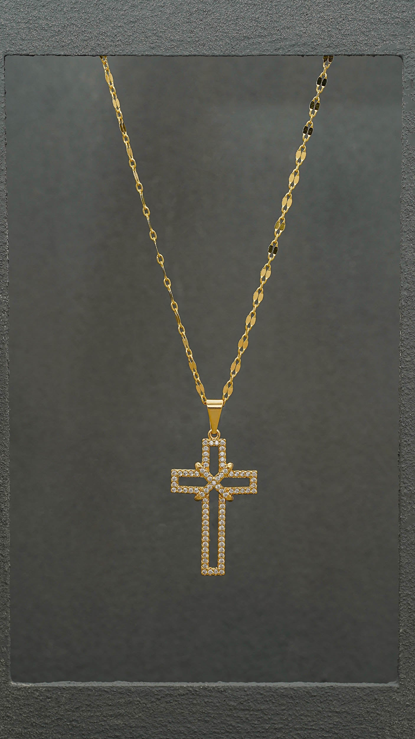 Cadena Espejo Cuadrada 65cms Oro laminado