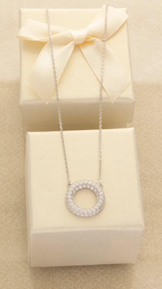 Gargantilla Circulo Pave 16mm 40cms + ext Plata ley 925