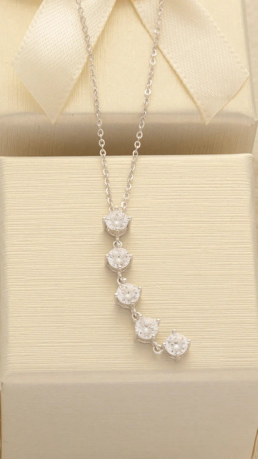 Gargantilla Cascada Crystal 40cms + ext Plata ley 925