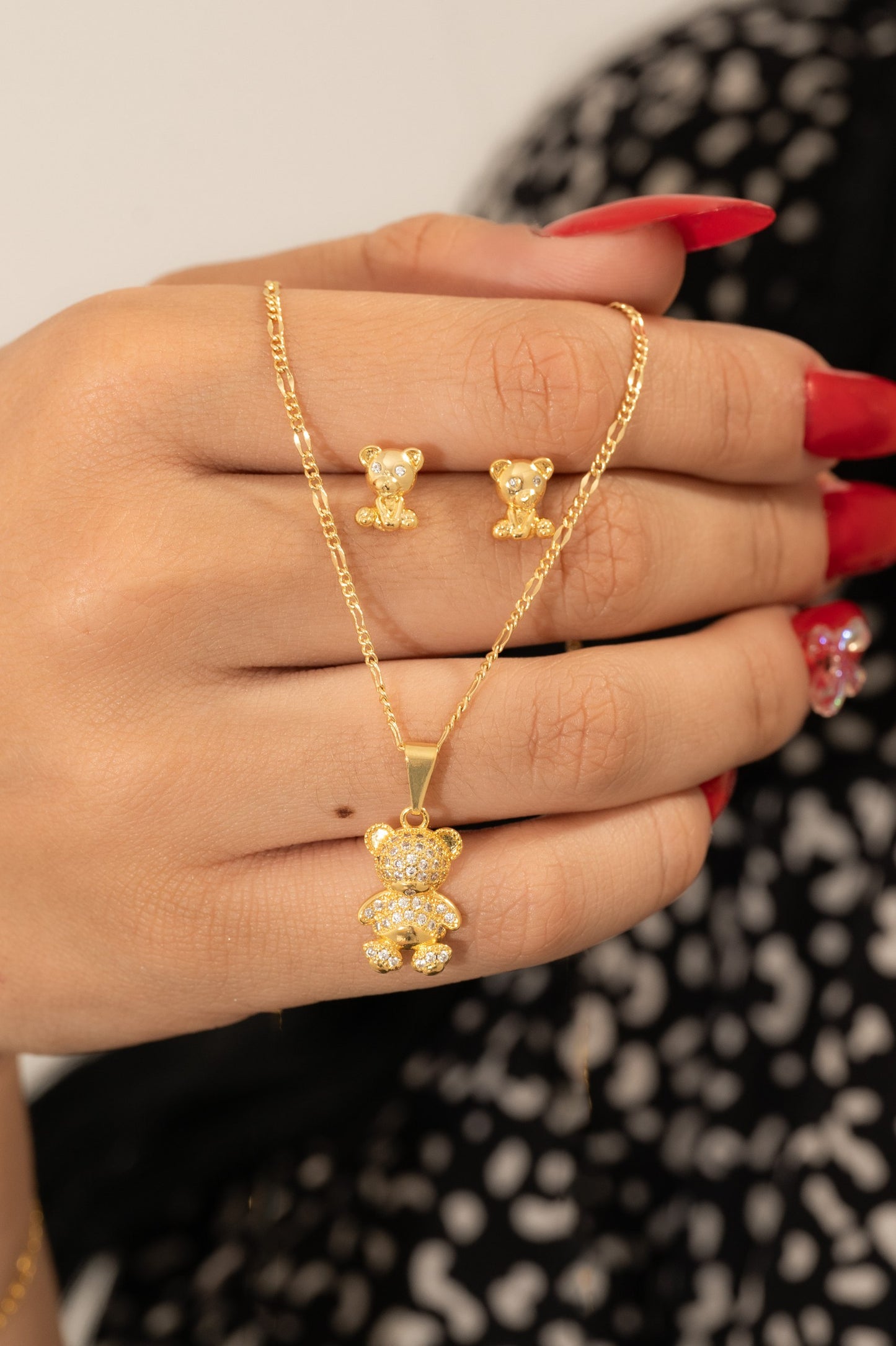 Arete Osito Teddy Oro laminado