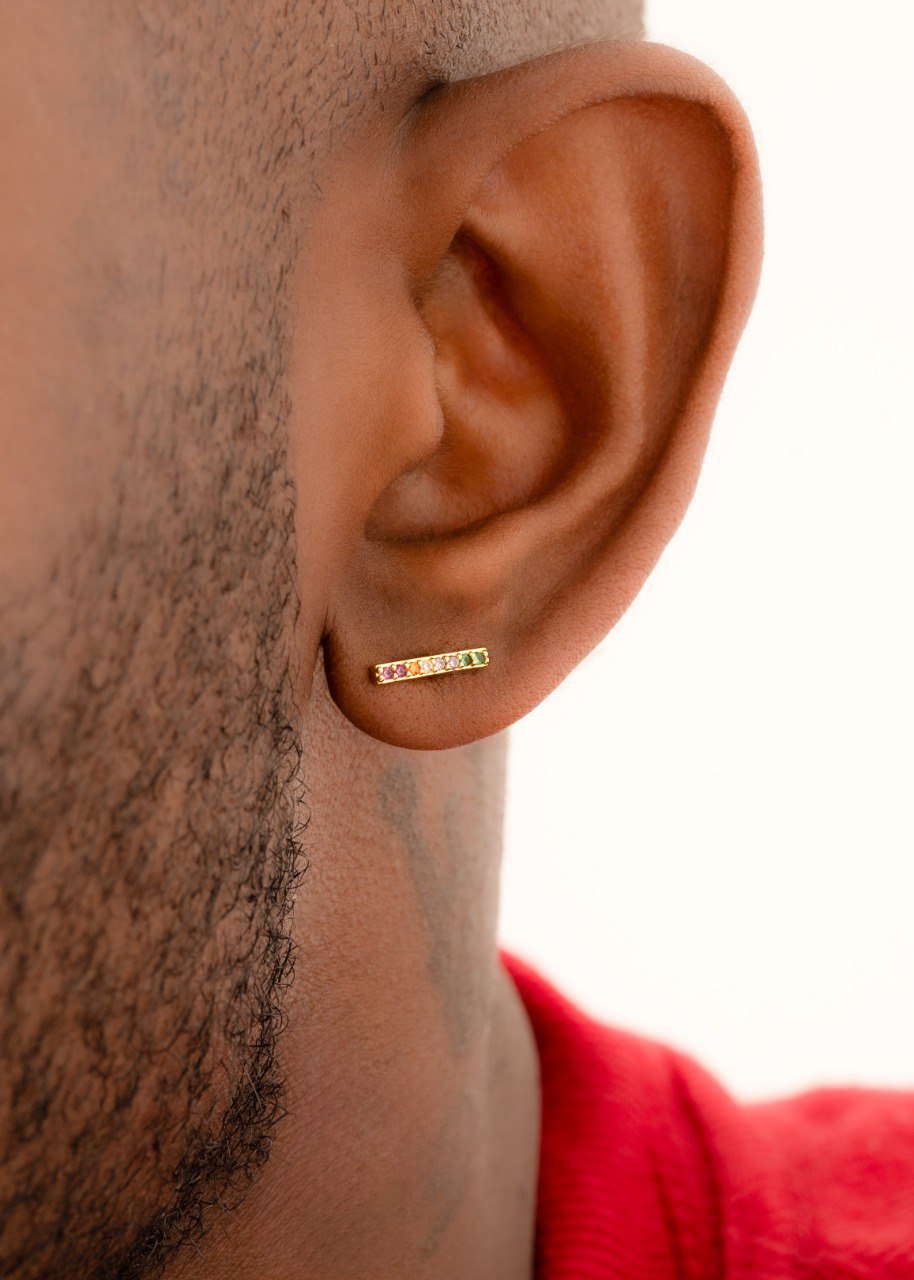 Arete Rainbow Line Oro laminado