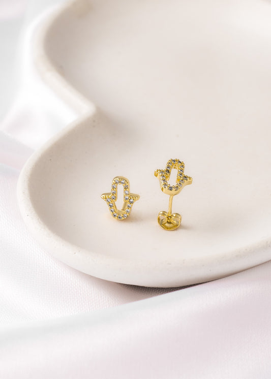 Arete Mano Hamnsa Circonias Oro laminado