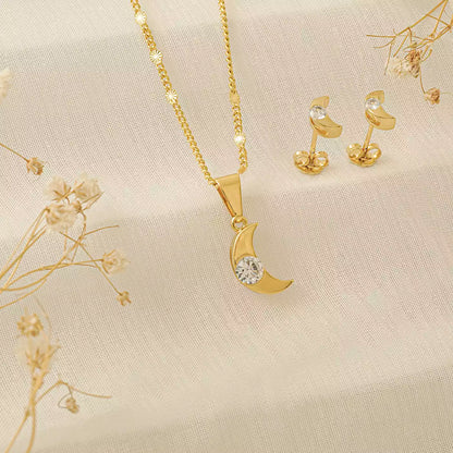 Dije Luna circonia Oro laminado