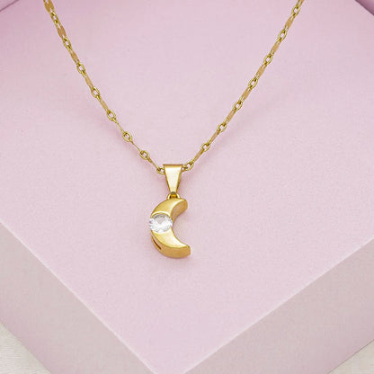 Dije Luna circonia Oro laminado