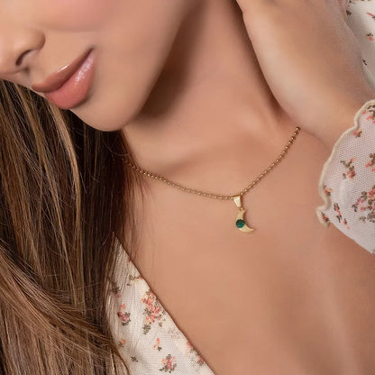 Dije Luna circonia Oro laminado