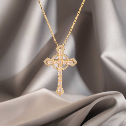 Dije Cruz circonias 4.3cm Oro laminado
