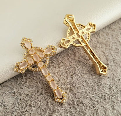 Dije Cruz circonias 4.3cm Oro laminado