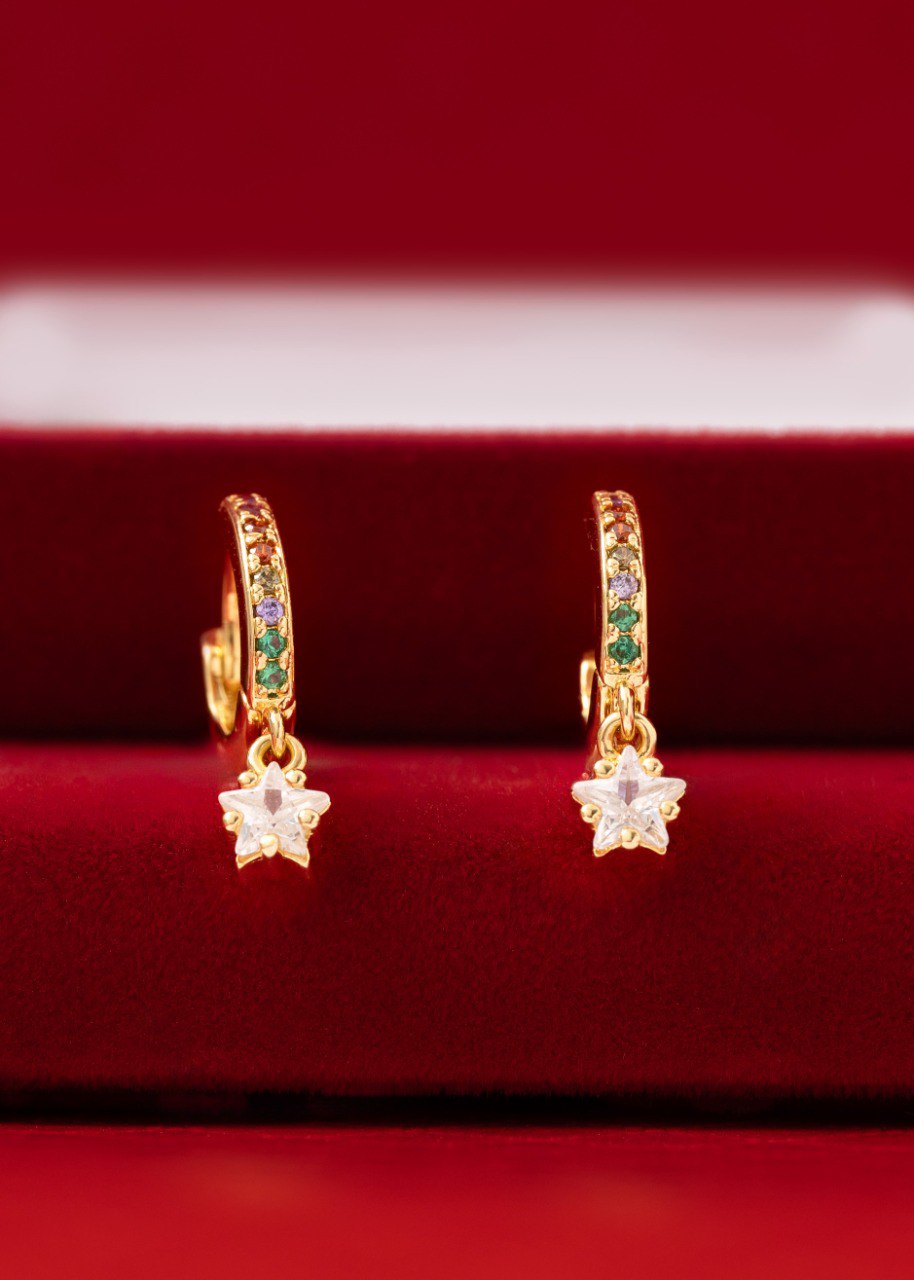 Arete Rainbow Star Oro laminado