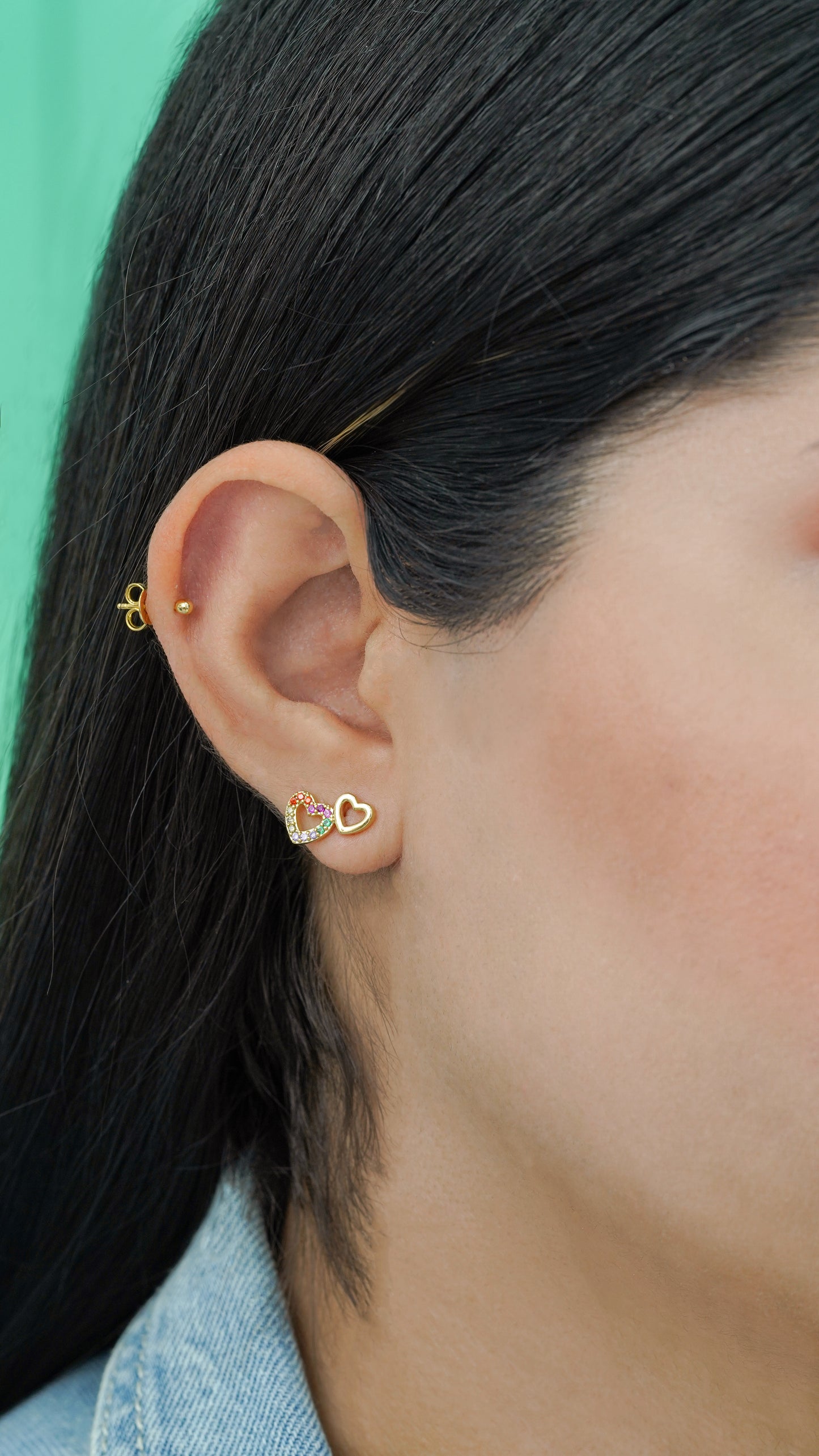 Arete Double Free Love Oro laminado