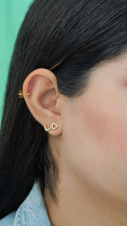 Arete Double Free Love Oro laminado