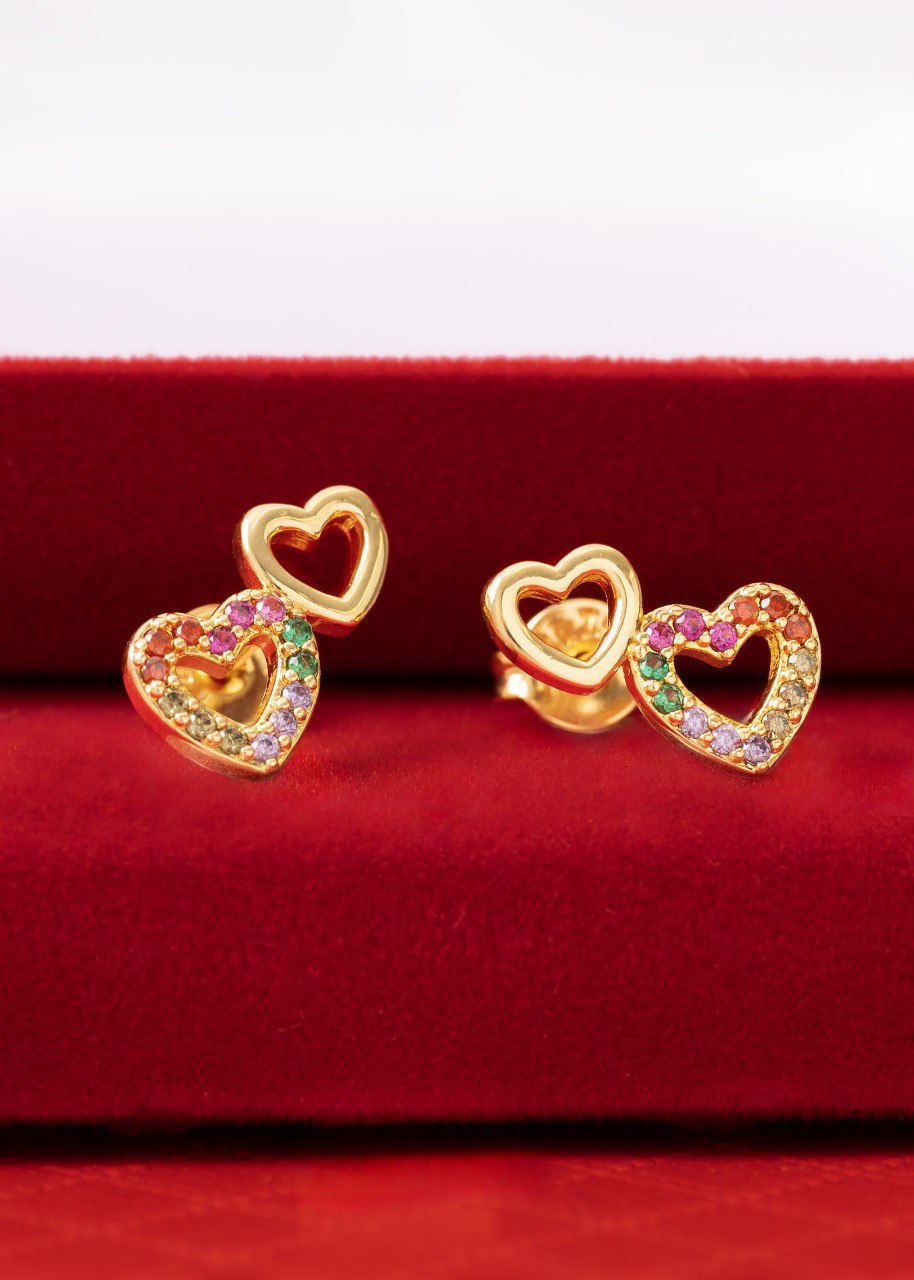 Arete Double Free Love Oro laminado