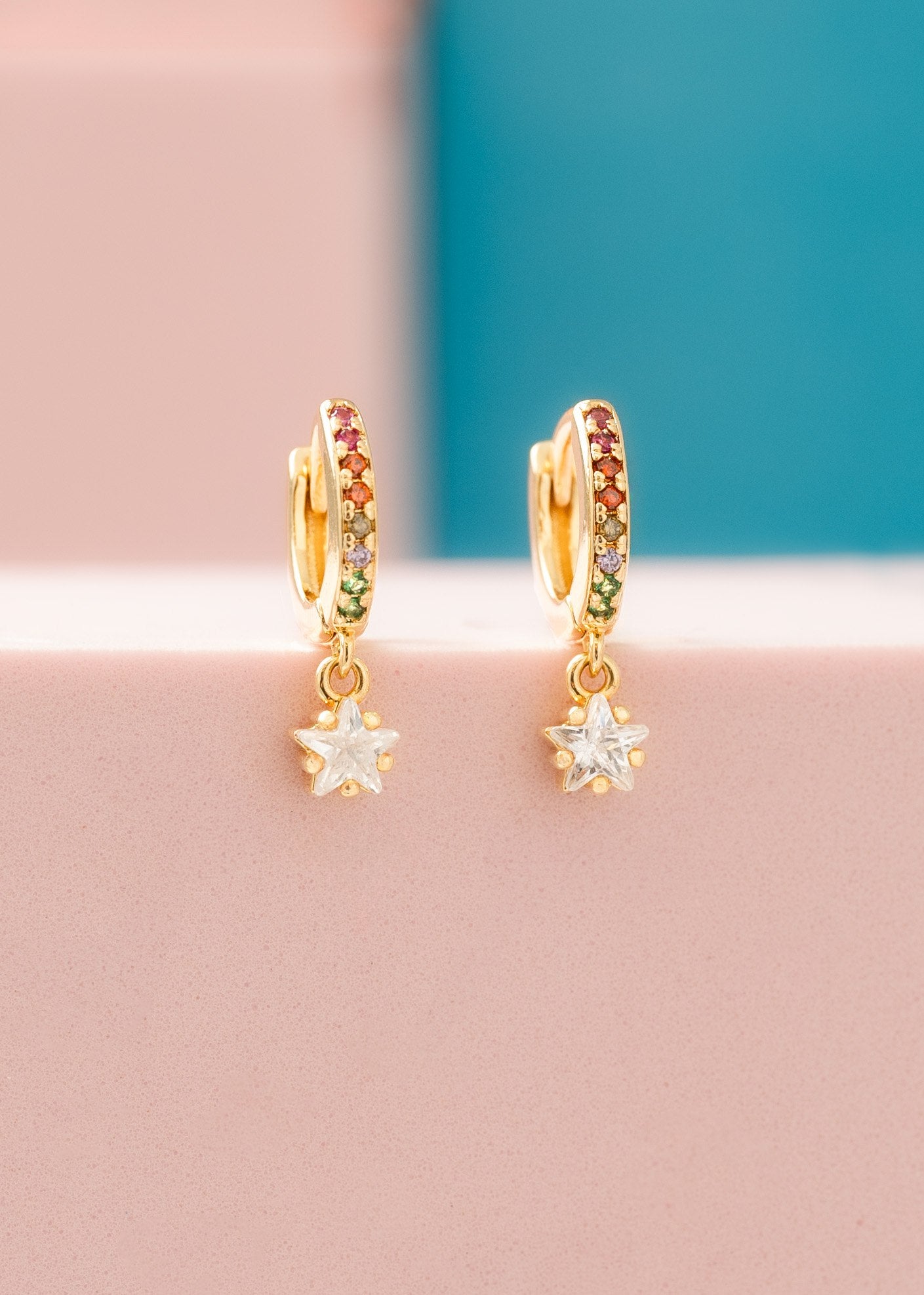 Arete Rainbow Star Oro laminado