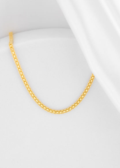 Tobillera Tejido Chino 2mm 25cm Oro laminado