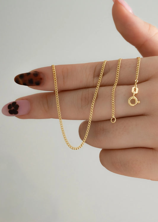 Cadena Cubanita 1.5mm 45cms Oro laminado