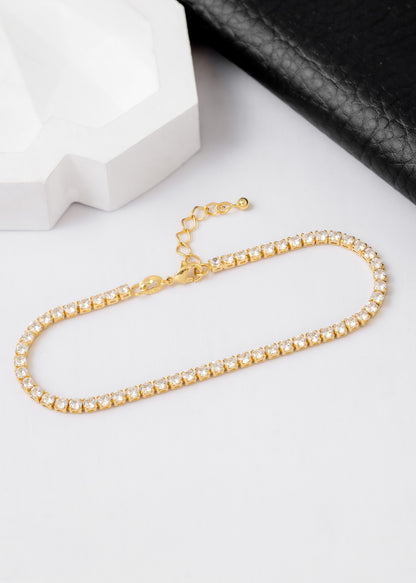 Tobillera Circonias Cristal Unisex 22 cms + Extensor Oro laminado