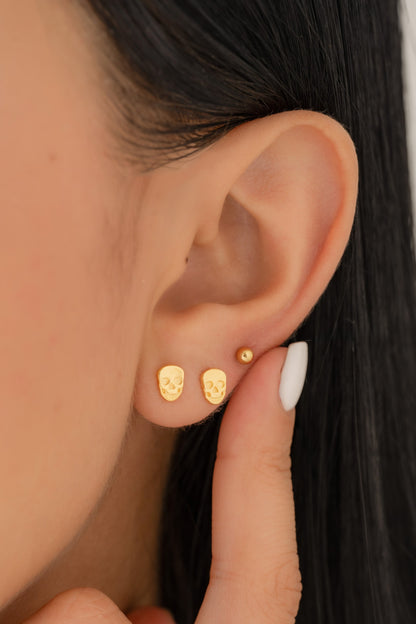 Arete Calavera Oro laminado