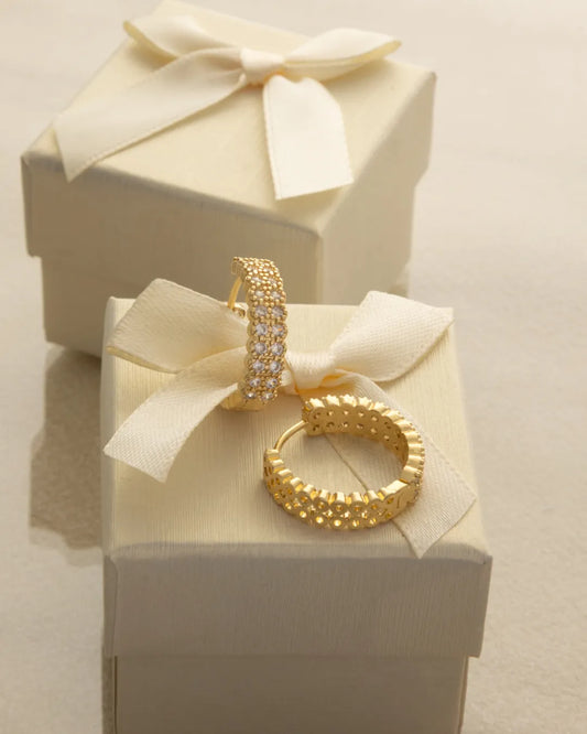 Arete Candonga Twin Crystal 20mm Oro laminado