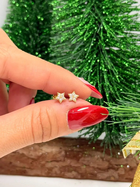 Arete Estrella circonias Oro laminado