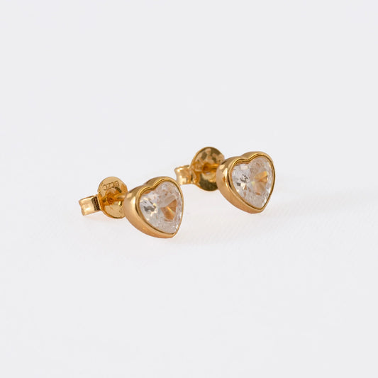 Arete Corazon Circonia Oro laminado