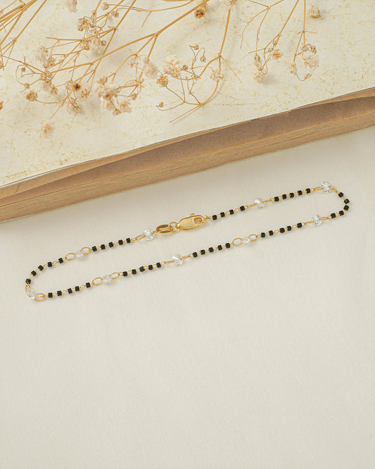 Tobillera Circonia Bicolor 24.5 cm Oro laminado
