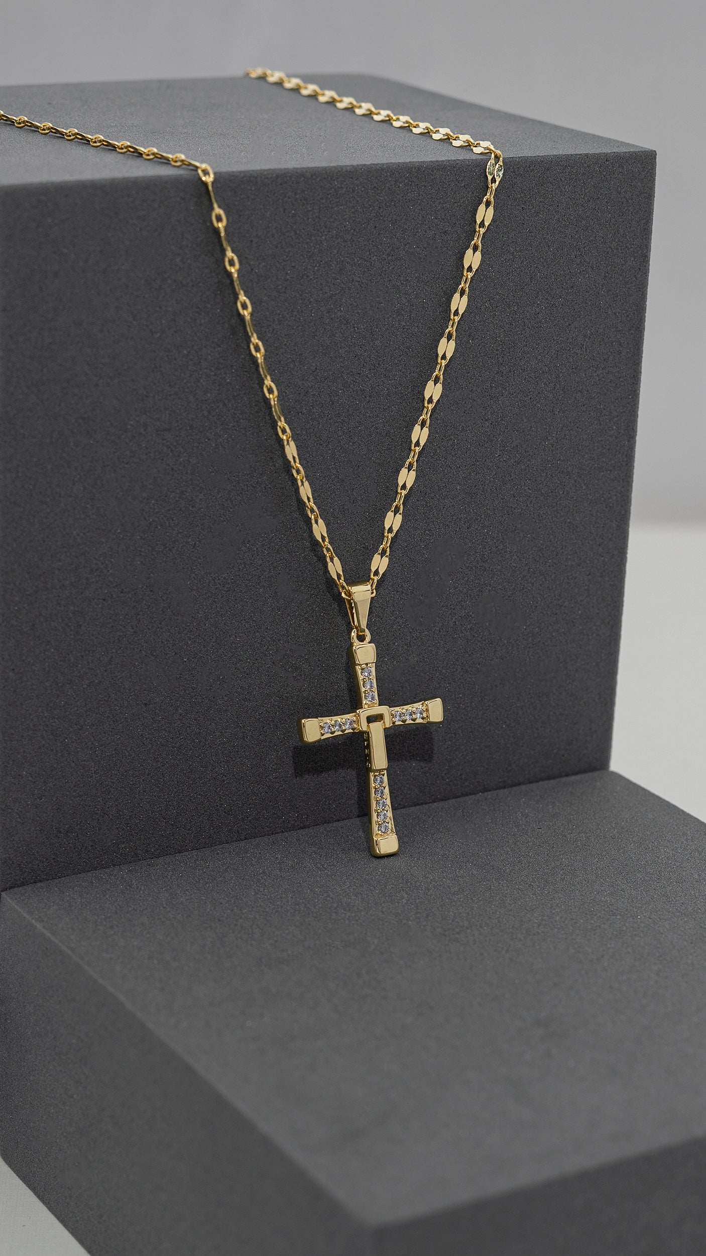 Cadena Espejo Cuadrada 65cms Oro laminado
