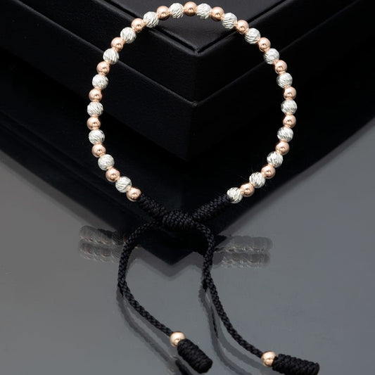 Manilla balín diamantado en plata y liso 4mm Oro laminado