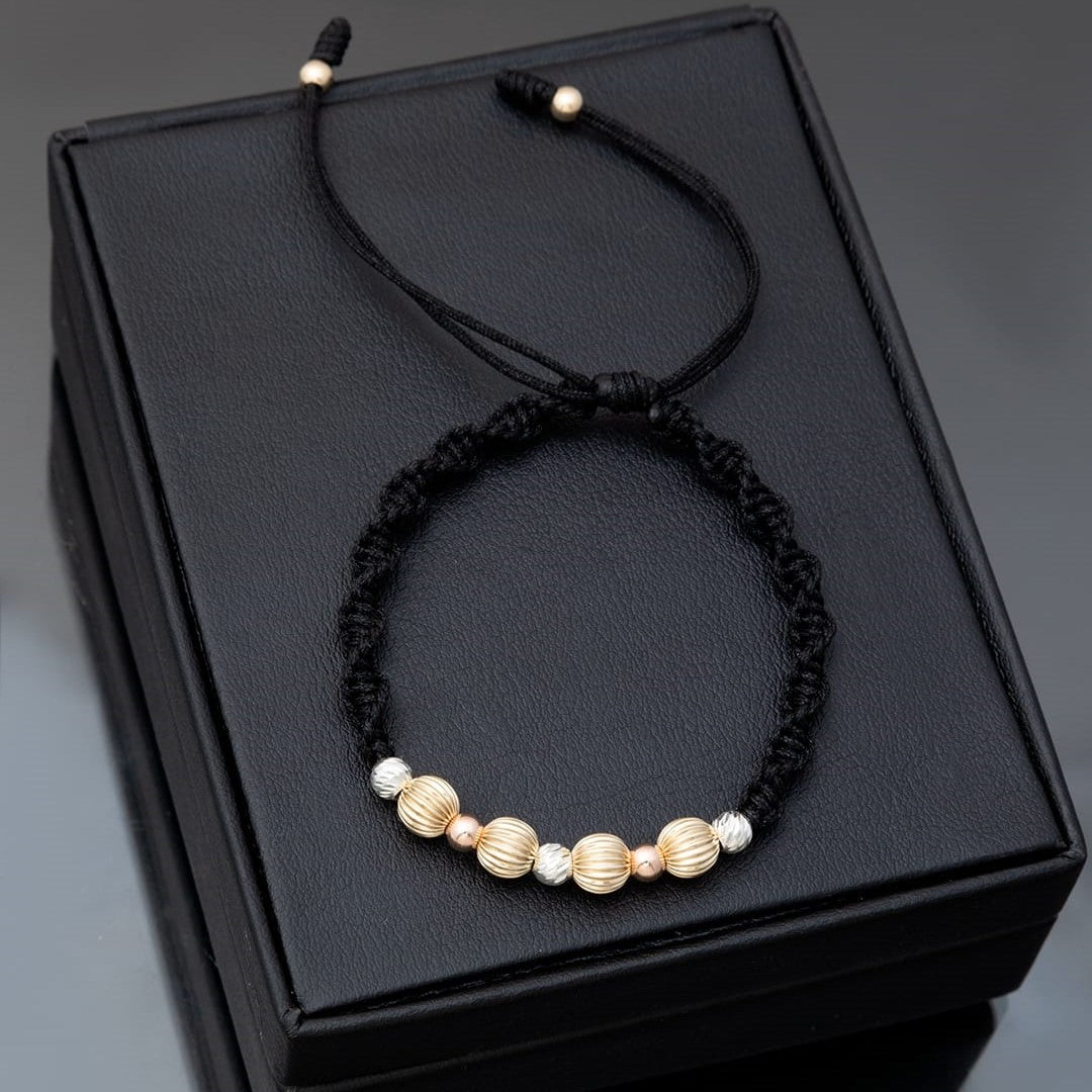 Manilla balín francés 6mm y diamantado con plata y liso 4mm Oro laminado