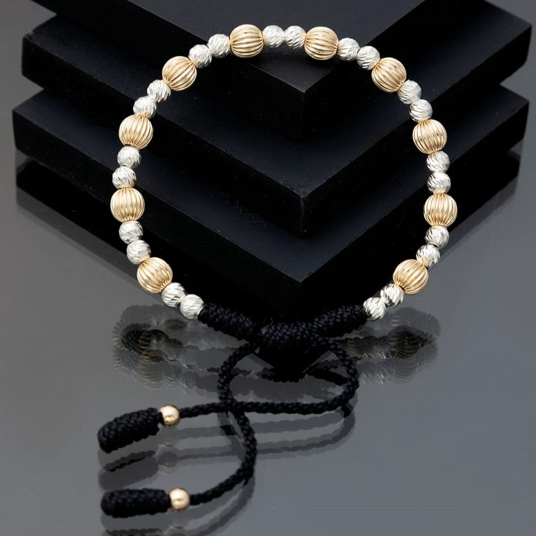 Manilla balín francés 4mm con balín plata diamantado 4mm Oro laminado