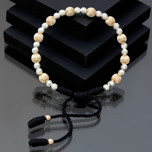 Manilla balín francés 4mm con balín plata diamantado 4mm Oro laminado