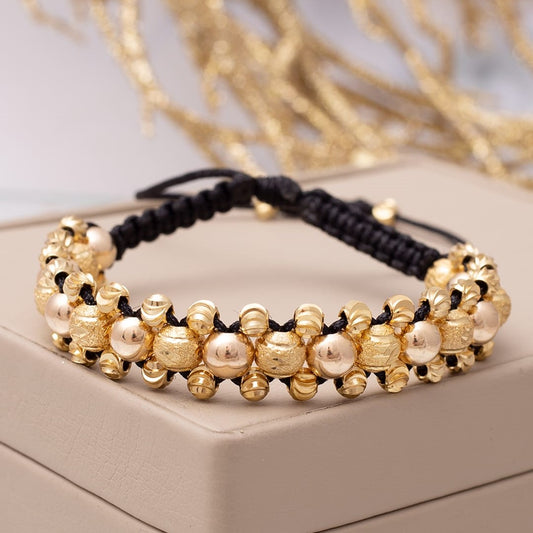 Manilla 5x1 balines lisos y diamantados 6mm e italianos 4mm Oro laminado