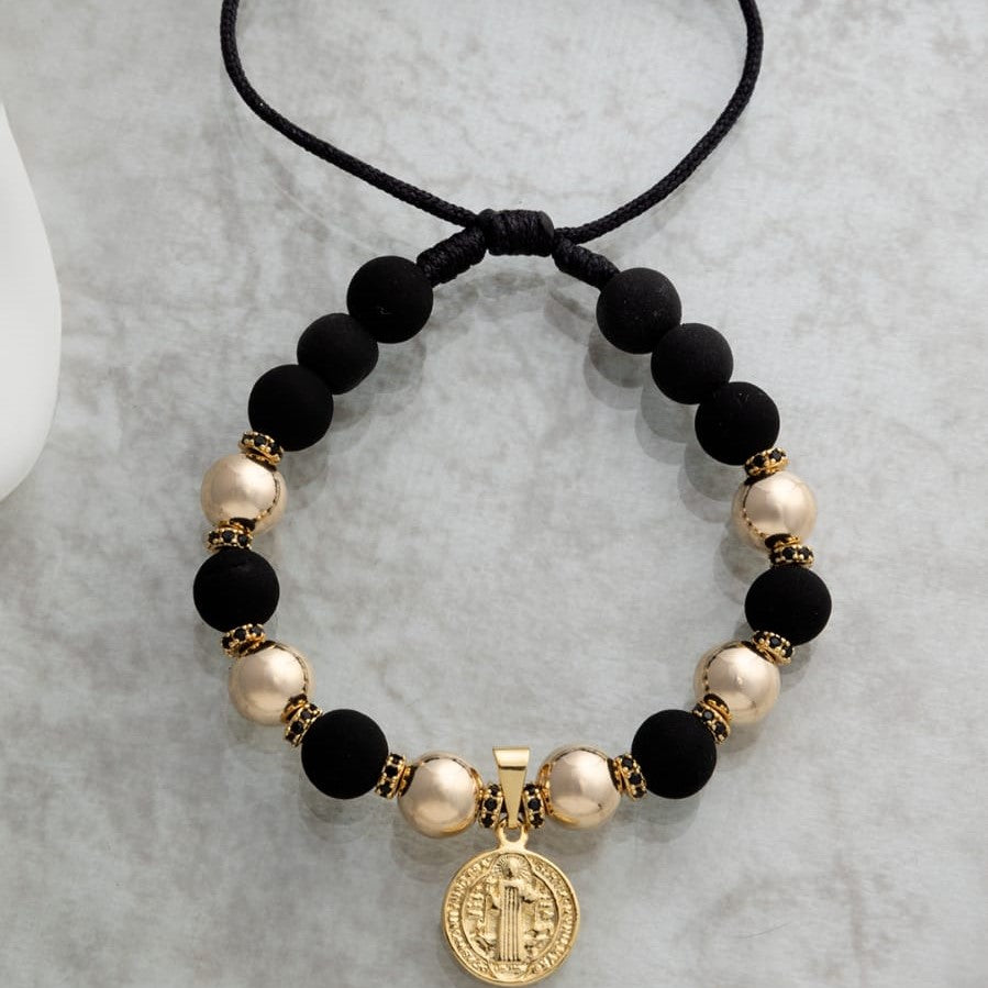 Manilla San Benito balines lisos 8mm con rondeles 4mm Oro laminado