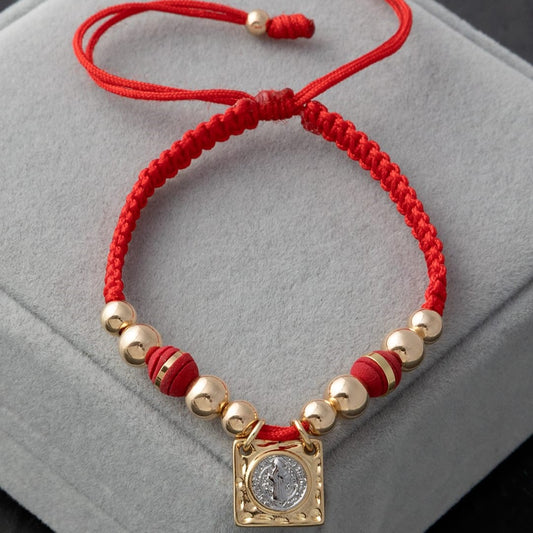 Manilla Escapulario San Benito balines lisos 5 y 6mm Oro laminado