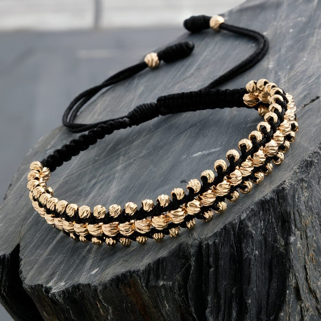 Manilla Triple carril balines italy 3 y 4mm Oro laminado