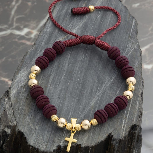 Manilla dije cruz lisa balines lisos 6mm e italy 4mm Oro laminado