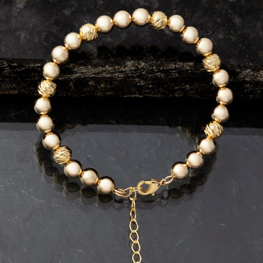 Manilla pulsera en alambre balín liso e italy 6mm Oro laminado