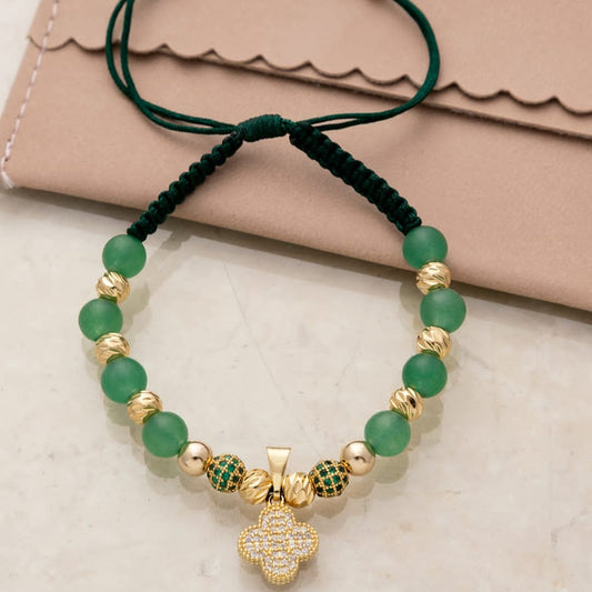 Manilla dije Clover balines lisos e italy 5mm con bola de fuego 5mm Oro laminado