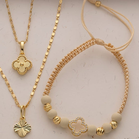 Manilla herraje clover silueta balín italy 5mm Oro laminado