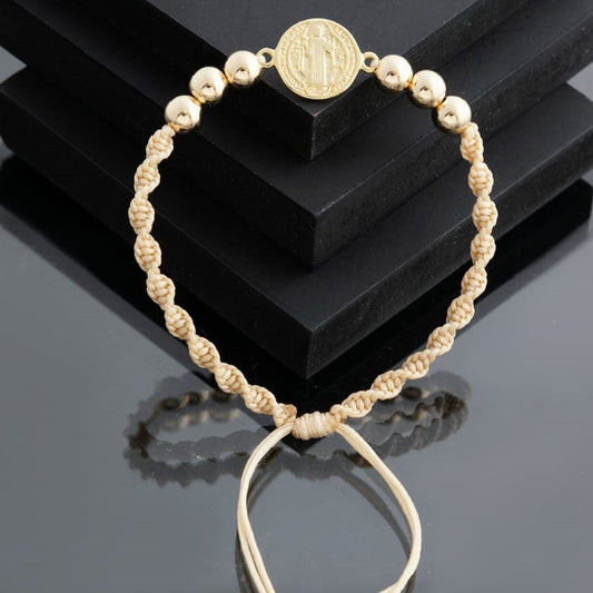 Manilla San Benito balines lisos 6mm Oro laminado