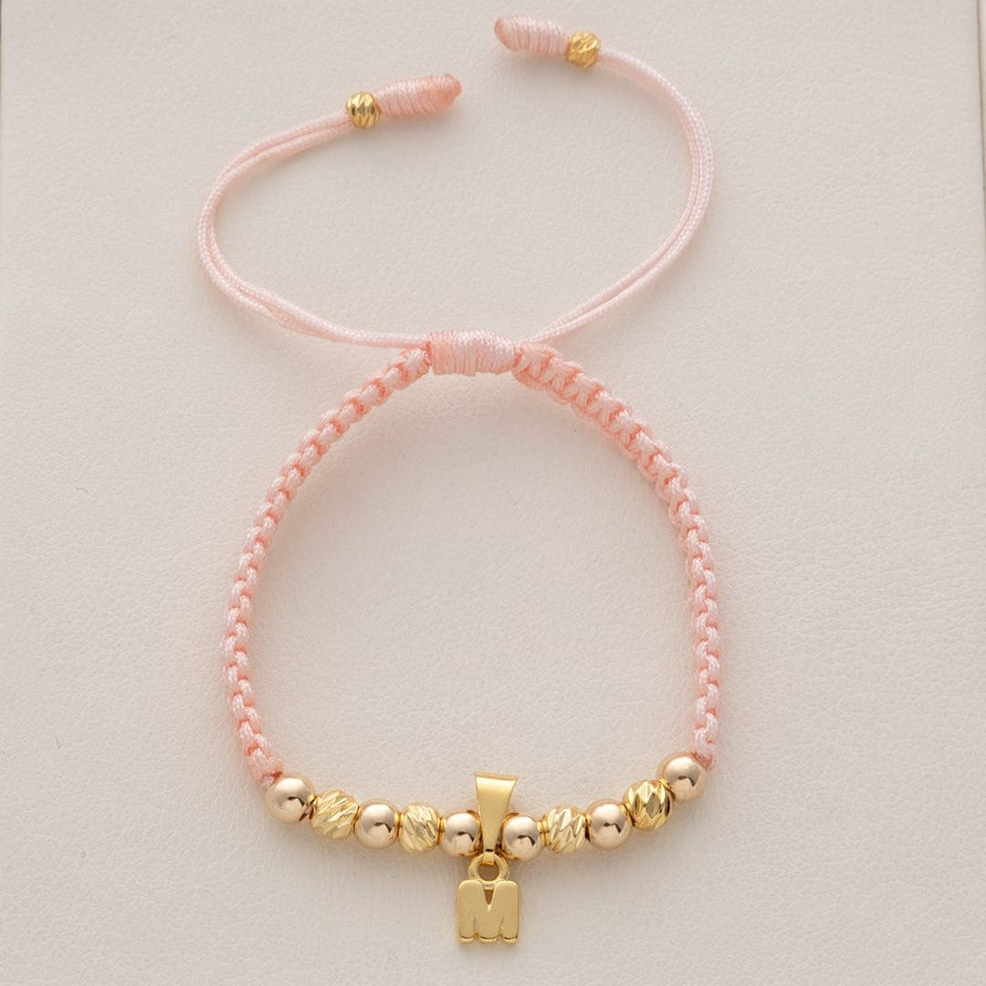 Manilla para niños balín liso e italy 4mm con inicial de tu preferencia Oro laminado