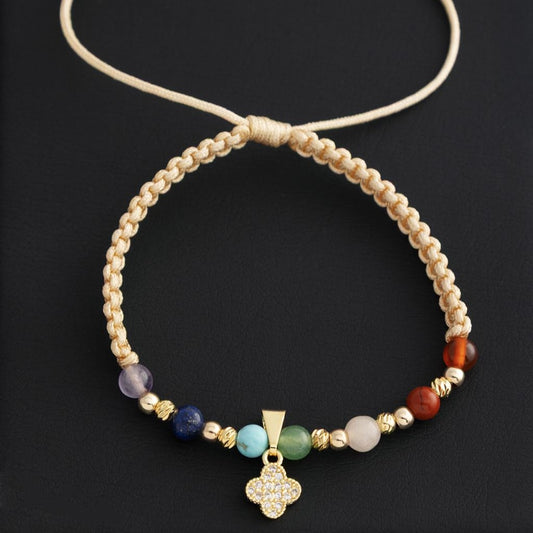 Manilla 7 Chakras balín liso e italy 3mmm Oro laminado