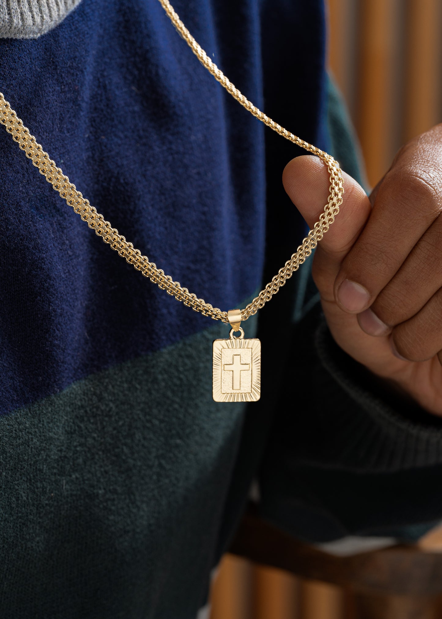 Cadena T Chino Doble Carril 65cm Oro laminado